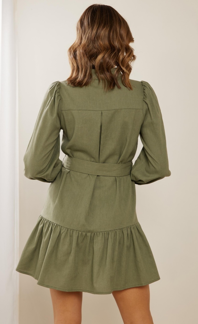 Khaki long sleeved dress