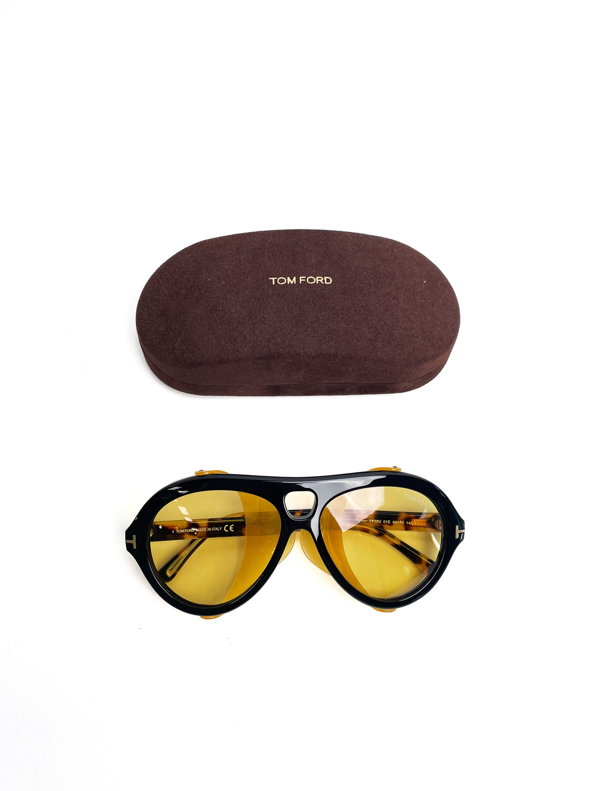 Tom Ford Tortoiseshell Frame Sunglasses with Amber Lenses Tom Ford TF5556-B Tortoise/Yellow Eyeglasses | Includes FREE  main image 4