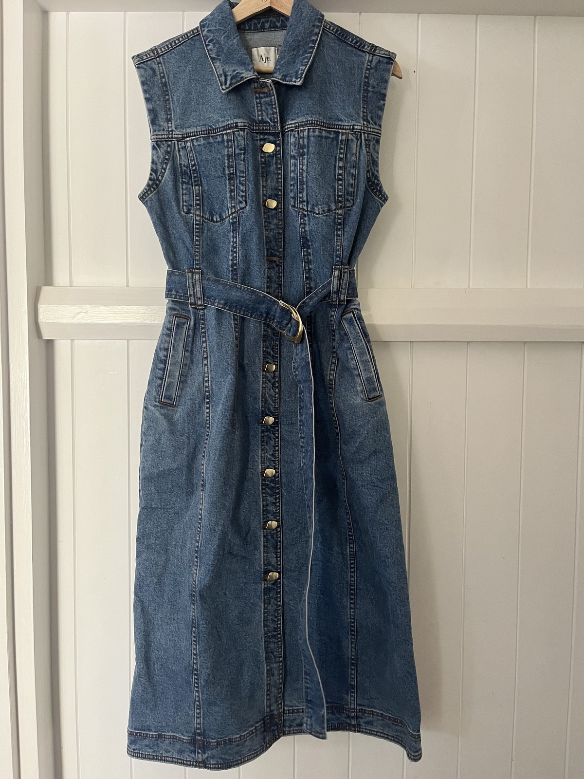 white christmas dresses Aura Denim Mini Dress-SEA SPRAY WASH / 4 main image 0