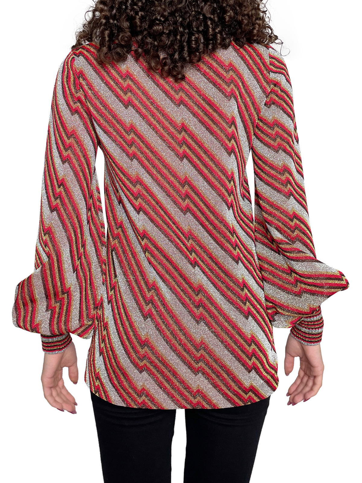 Red/Silver/Gold Lurex Long Sleeve Top
