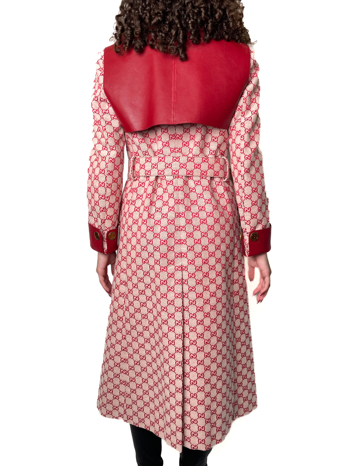 Red Monogram Leather Trench Coat