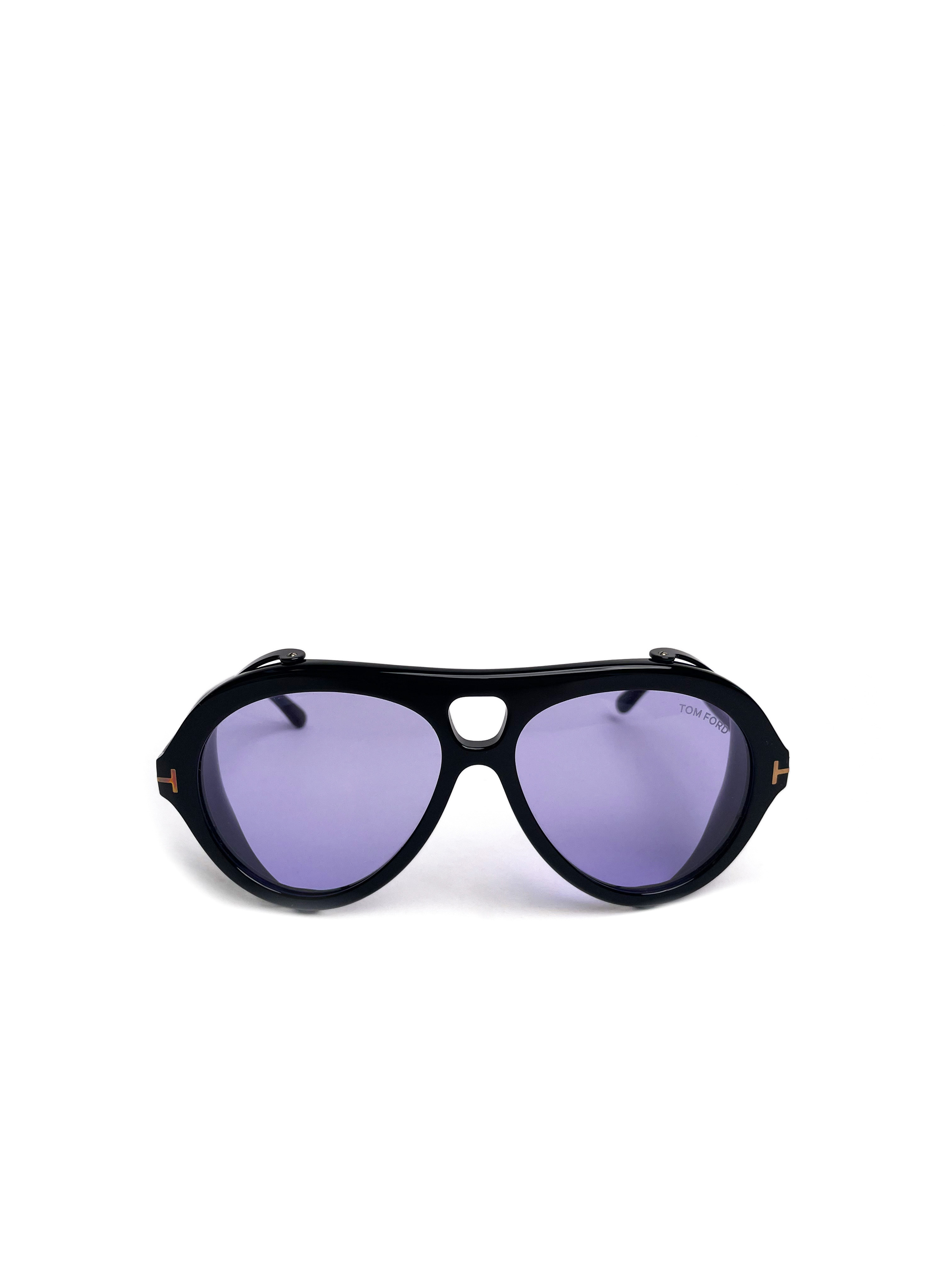 Tom Ford Black Sunglasses with Purple Lenses and Tortoiseshell Trim Tom Ford Black Frame Purple Lens Sunglasses - AirRobe main image 4