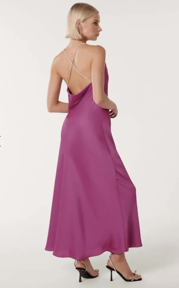 Forever New Hannah Diamante-Strap Satin Dress AirRobe