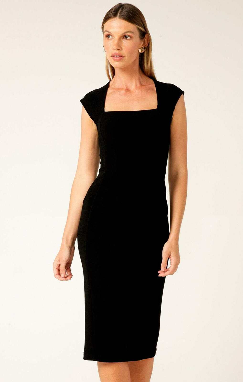 IRIS CAP SLEEVE DRESS IN BLACK