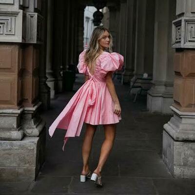aje pink bow dress Aje. Gretta Bow Back Mini Dress in Ballet Pink
