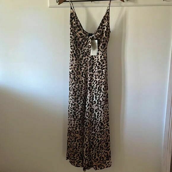 Savannah Leopard Print Tie Front Wide Leg Jumpsuit NWT