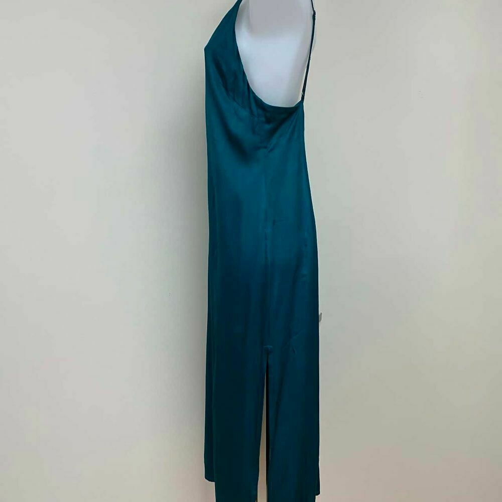 Yolanthe Emerald Teal Satin Slip Midi Dress NWT