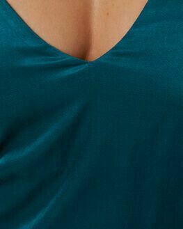 Yolanthe Emerald Teal Satin Slip Midi Dress NWT