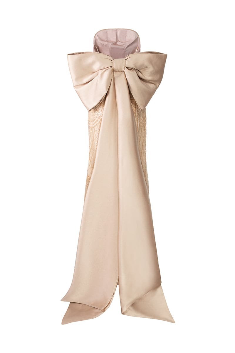 MARINA CRYSTAL LACE BOW TIE DRESS
