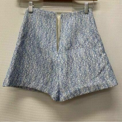 Java White Blue Textured Wrap Front Skort Shorts