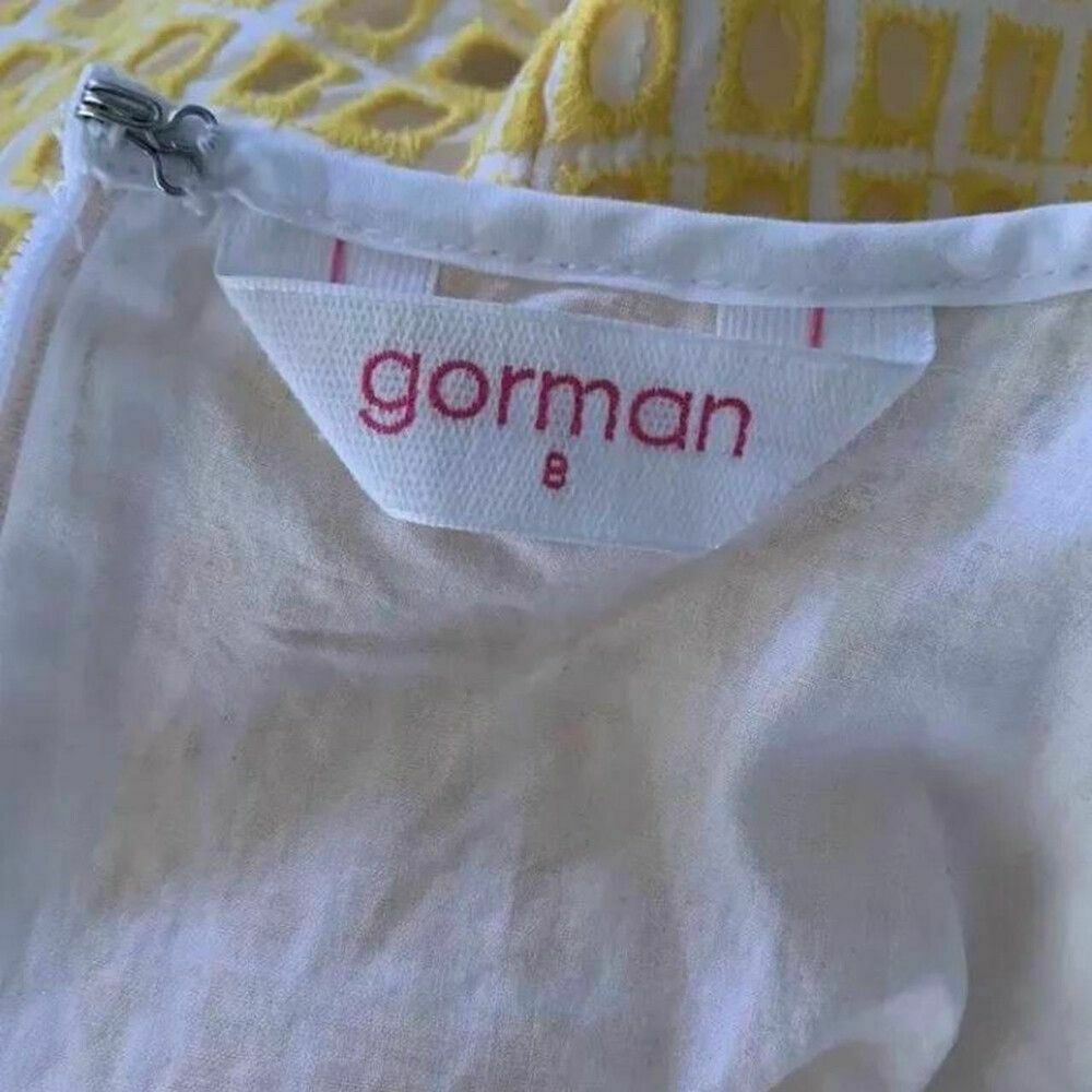 Yellow White Broderie Anglaise Cotton Fit & Flare Midi Dress