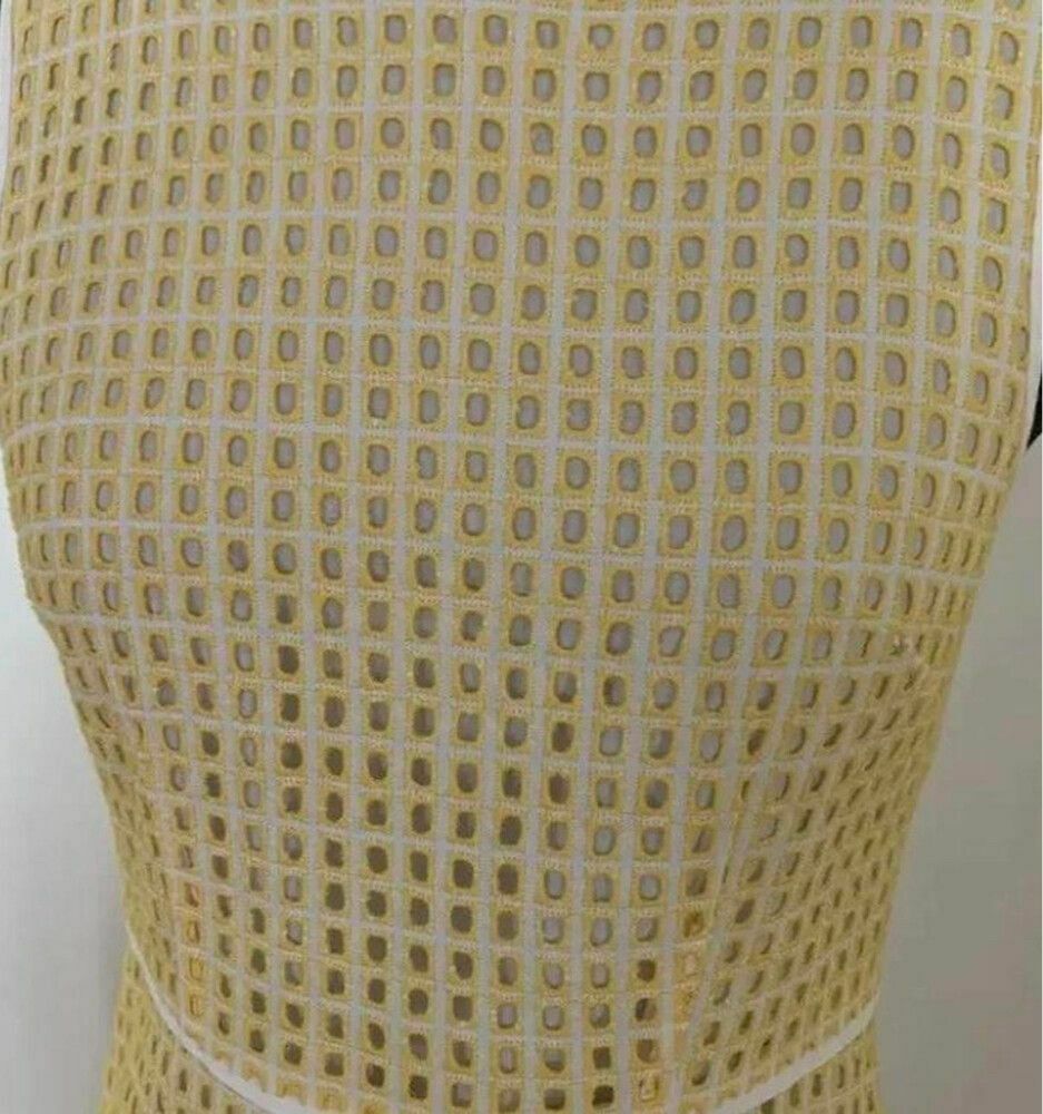 Yellow White Broderie Anglaise Cotton Fit & Flare Midi Dress