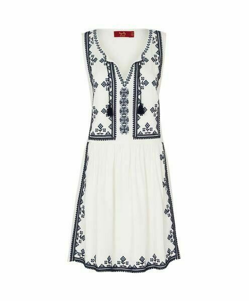 Bacolet White Embroidered Mini Smock Dress RRP$140