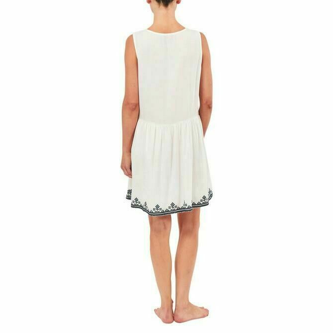 Bacolet White Embroidered Mini Smock Dress RRP$140