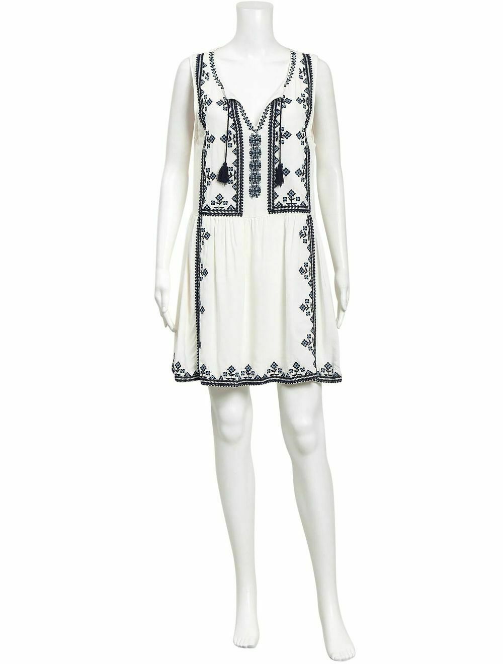 Bacolet White Embroidered Mini Smock Dress RRP$140