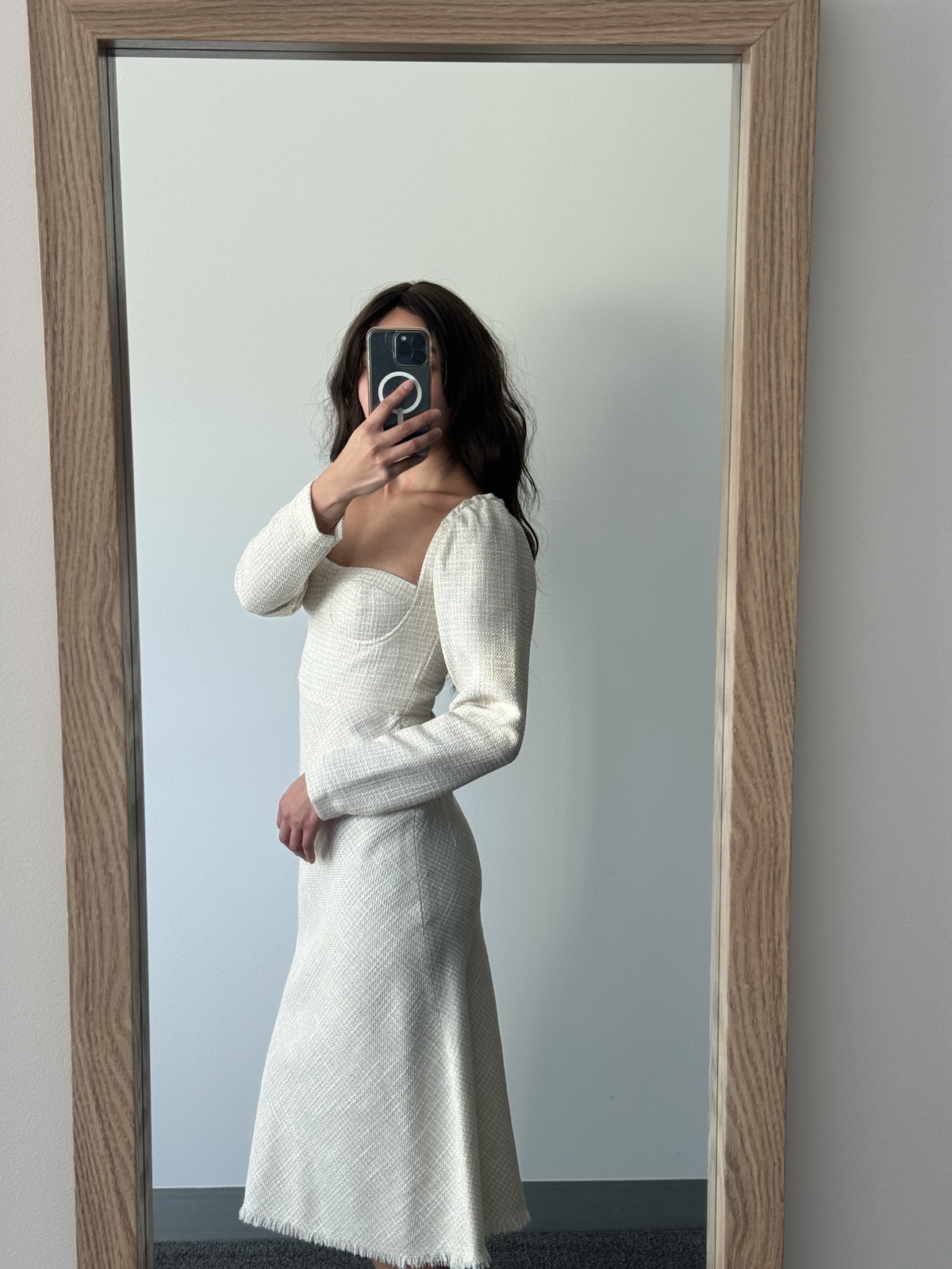 Oat tweed bustier dress