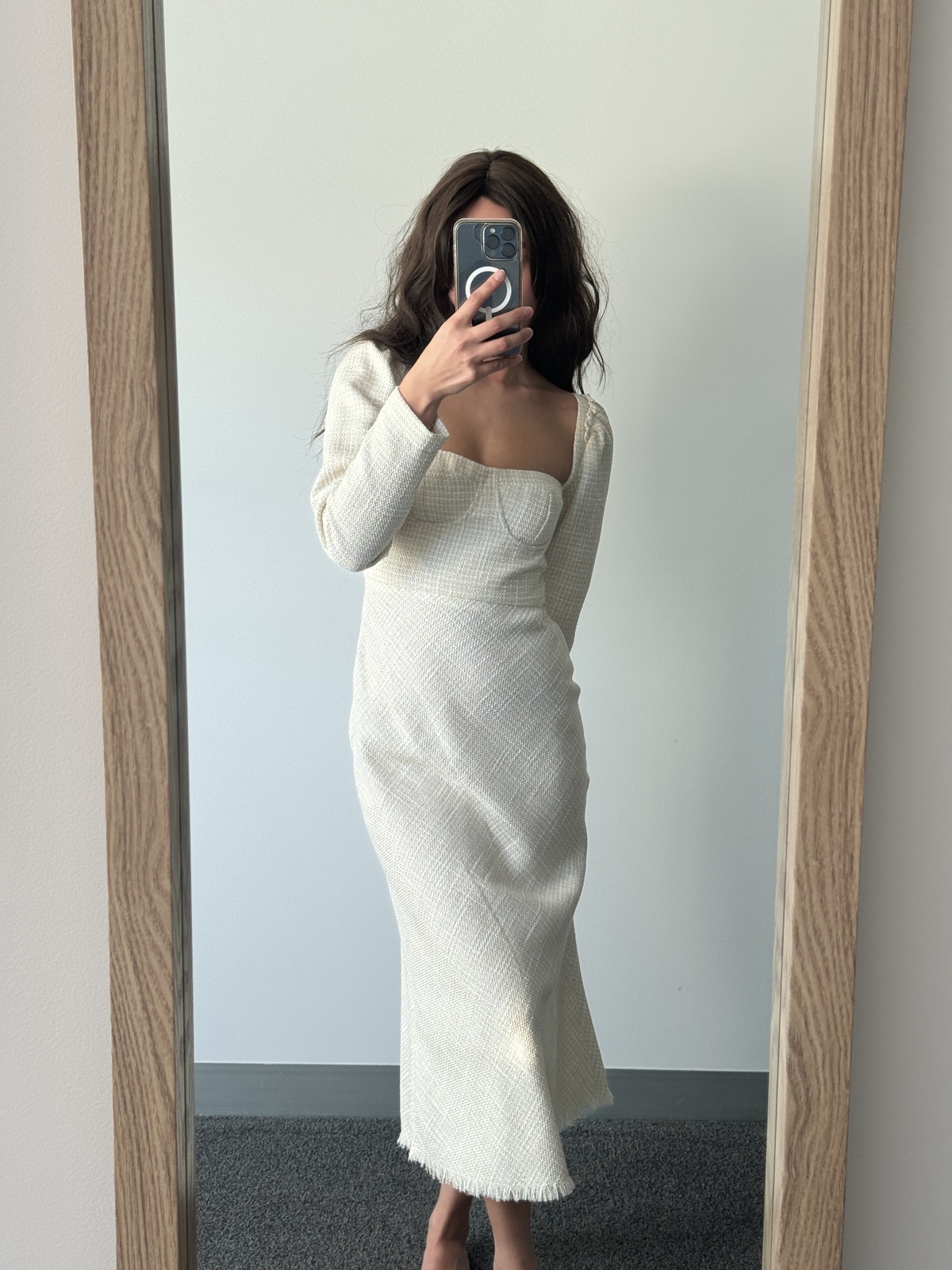 Oat tweed bustier dress