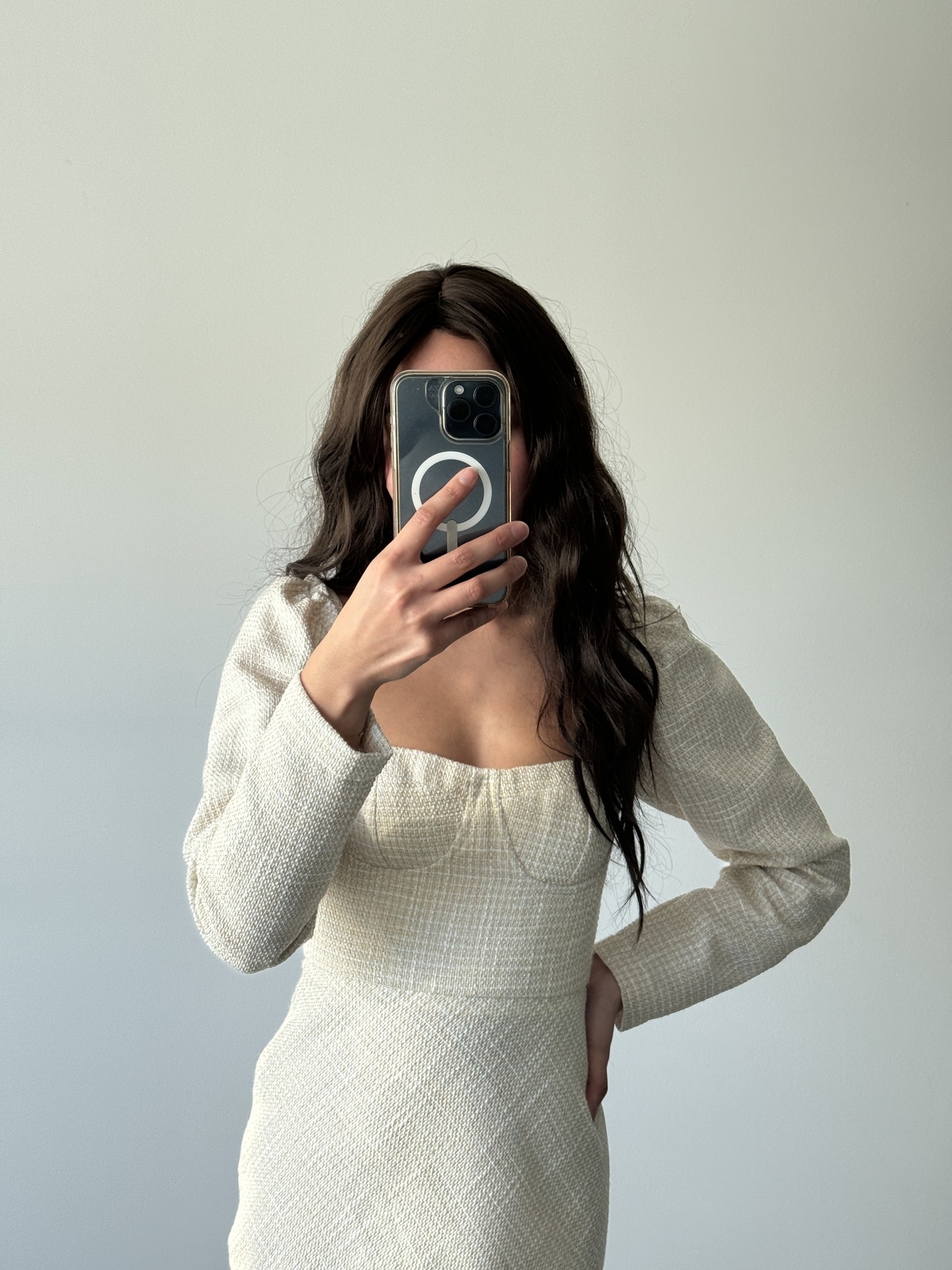 Oat tweed bustier dress