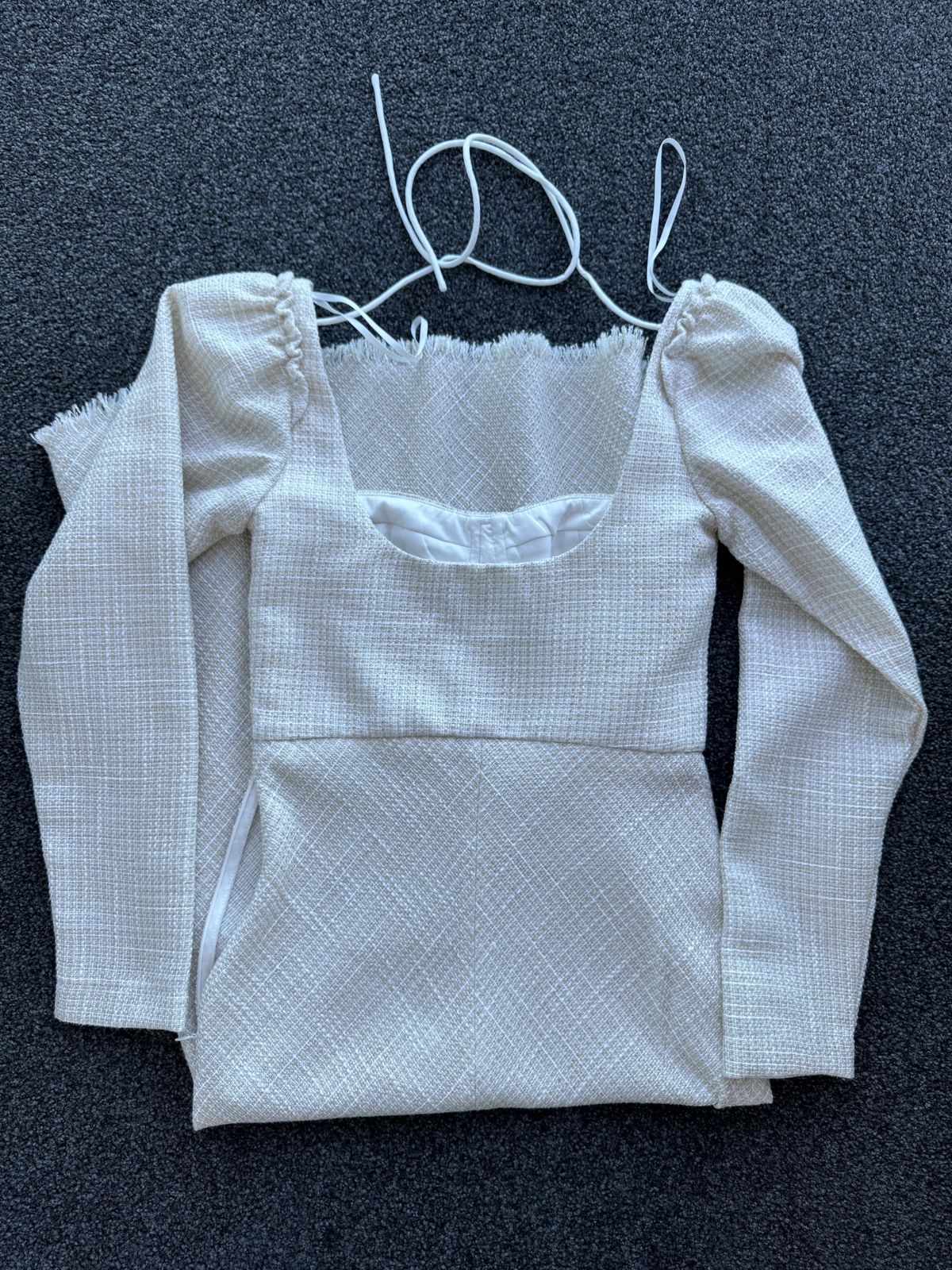 Oat tweed bustier dress