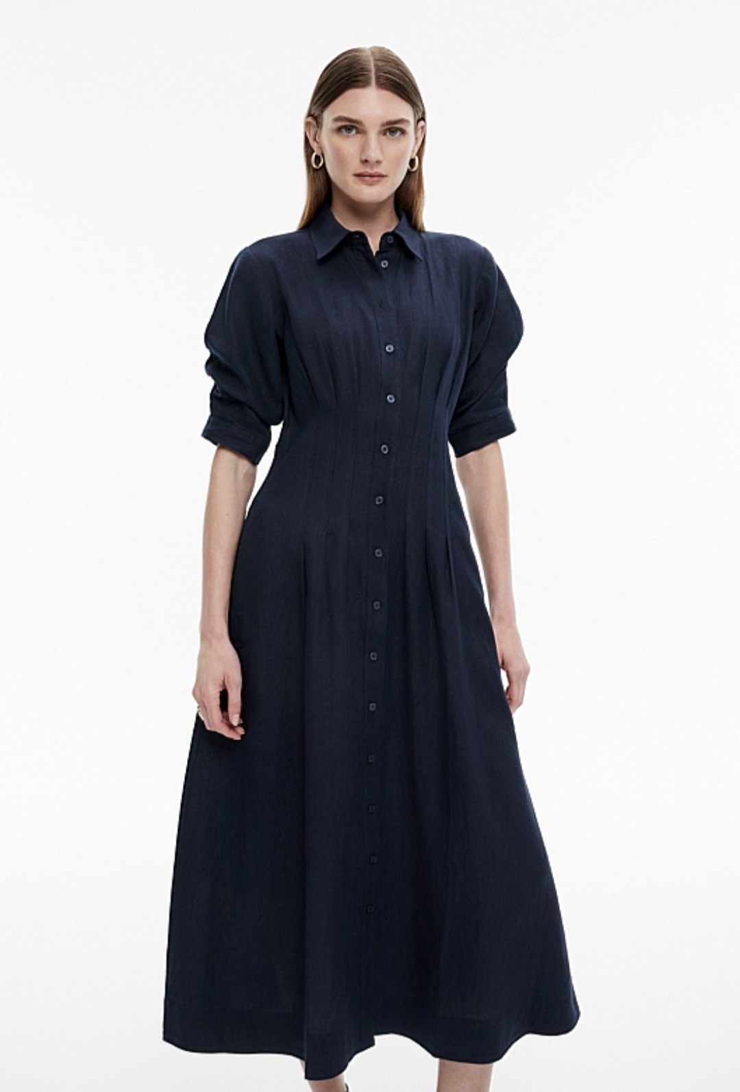 blue dart dress Nordstrom Dart Detail Ponte Midi Dress in Blue Cornflower at Nordstrom, Size 1X
