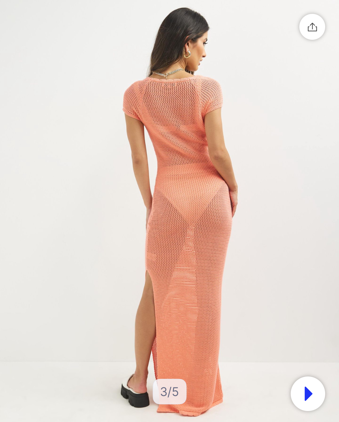 Crochet coral midi dress