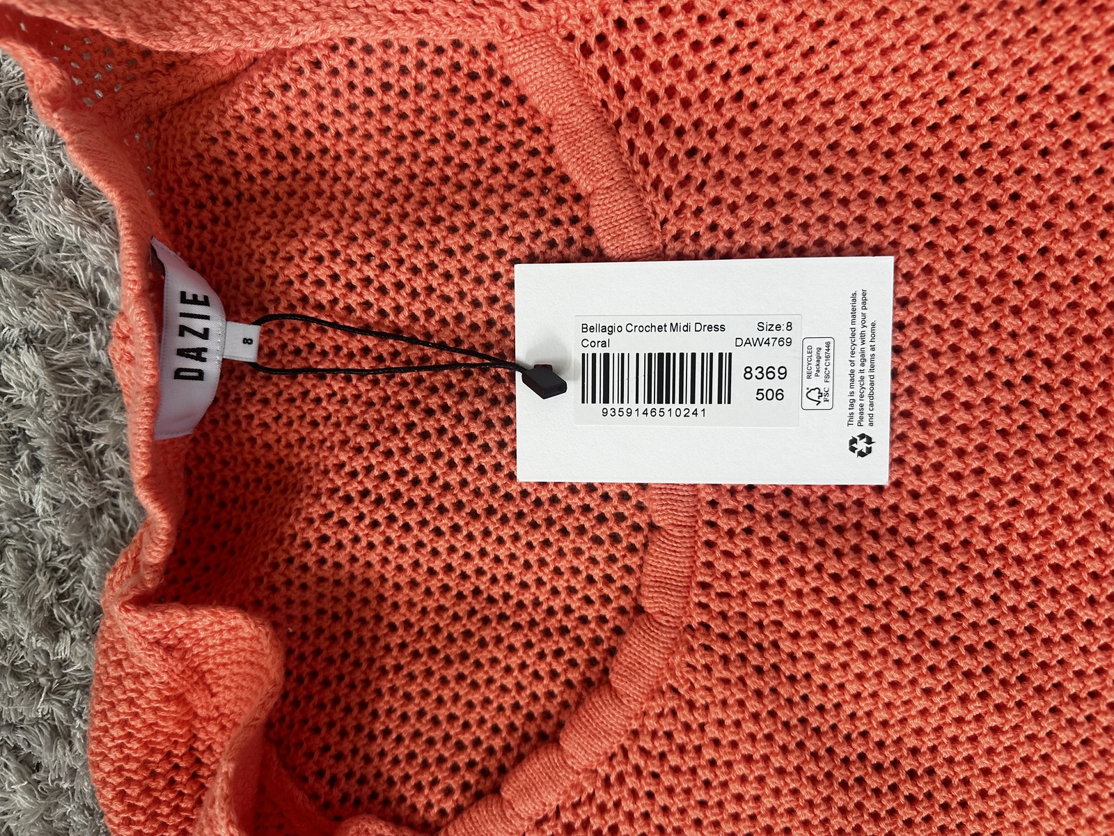 Crochet coral midi dress