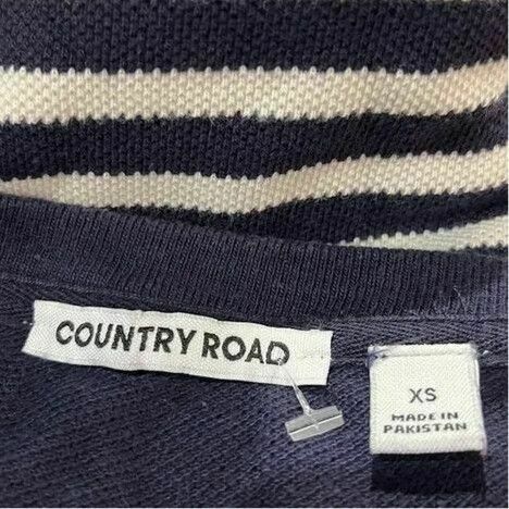  Cotton Navy White Nautical Yoke Stripe Assymetric Hi Low Dress