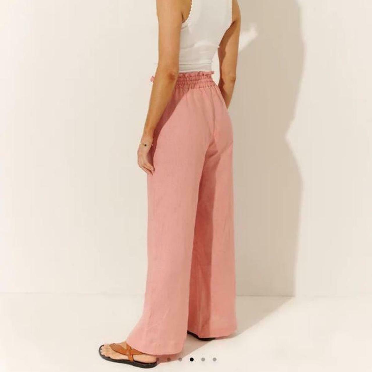 Molly Linen Italian Clay Pink High Waisted Wide Leg Pants RRP$199