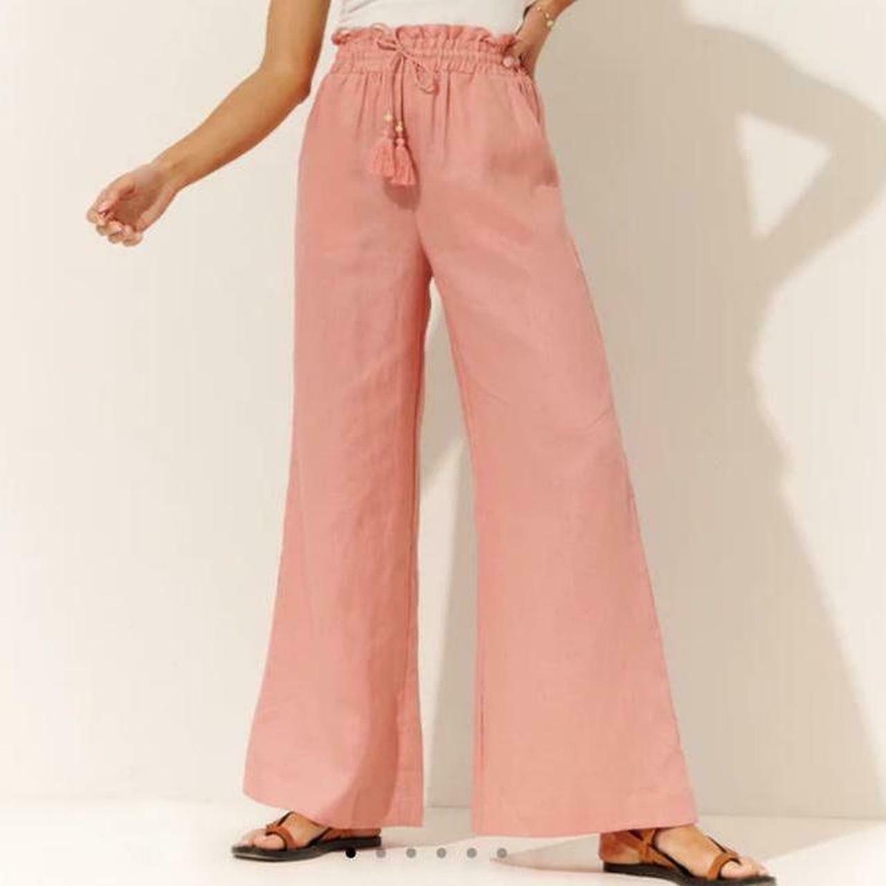 Molly Linen Italian Clay Pink High Waisted Wide Leg Pants RRP$199