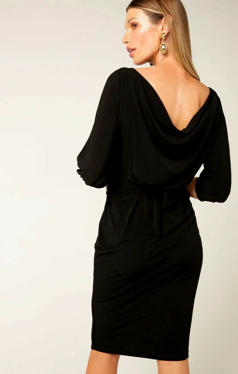 cowl tie drape dress
