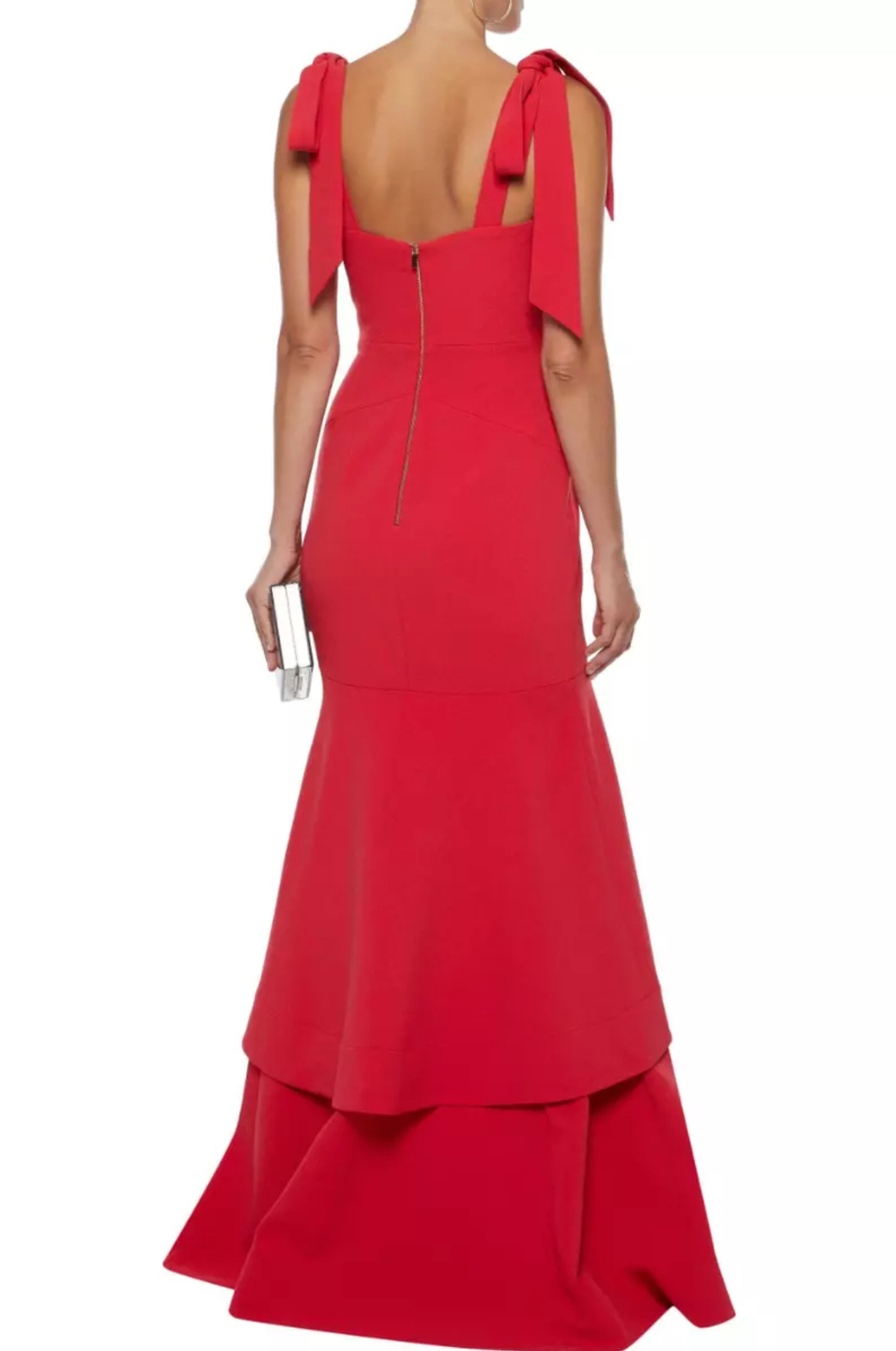 Rebecca Vallance Domingo Tiered Bow-detailed Crepe Gown size 8 red dress event