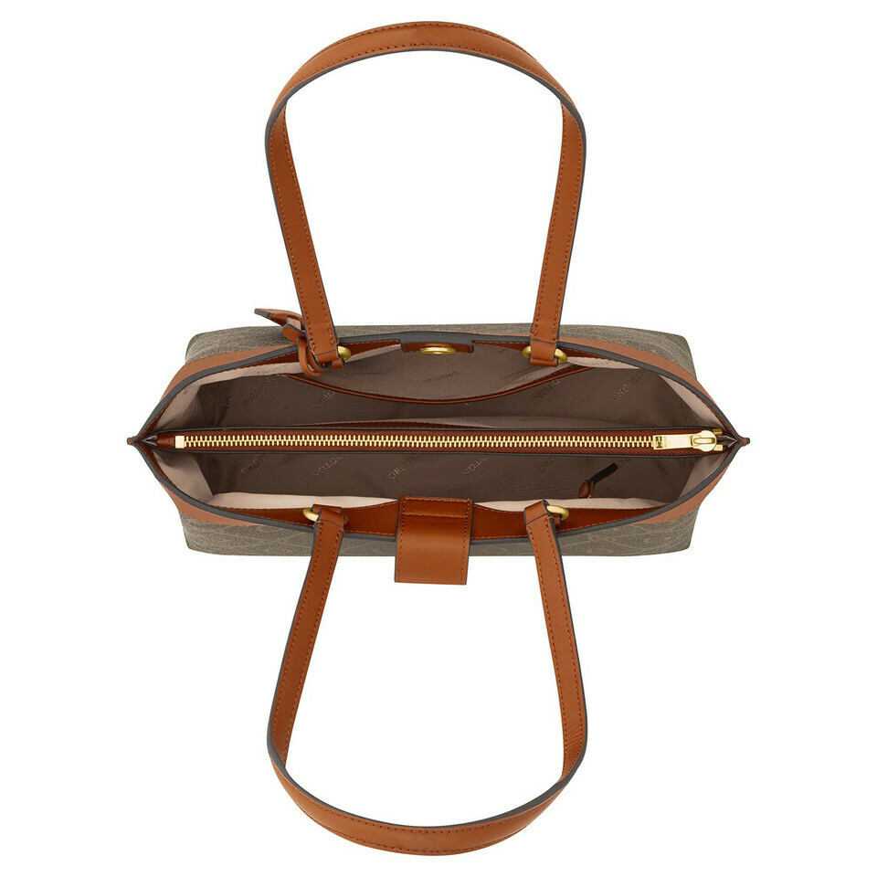 Harvey Signature Medium Tote Black/Cognac