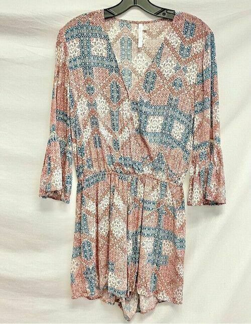 Dawn To Dusk Bohemian Print Bell Sleeve Romper Playsuit
