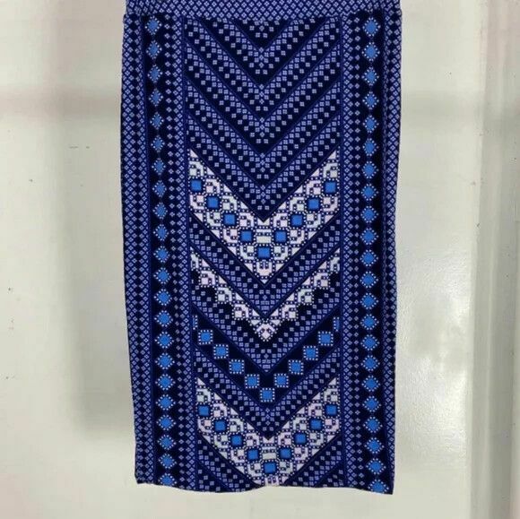 Vervou Blue Stretch High Waisted Midi Pencil Skirt