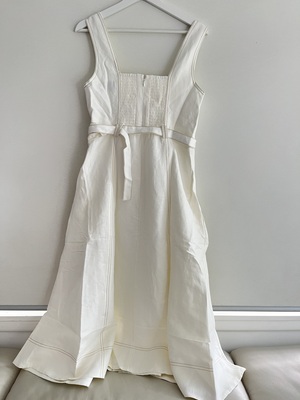 knee length dresses for ladies Primary Belted Midi Dress-IVORY / 4 main image 1