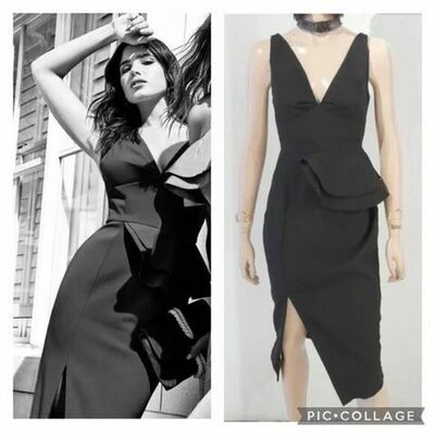 sheike black peplum dress Women's London Times Floral Laser Cut Mini Sheath Dress, Size: 6, Black Ivory main image 1