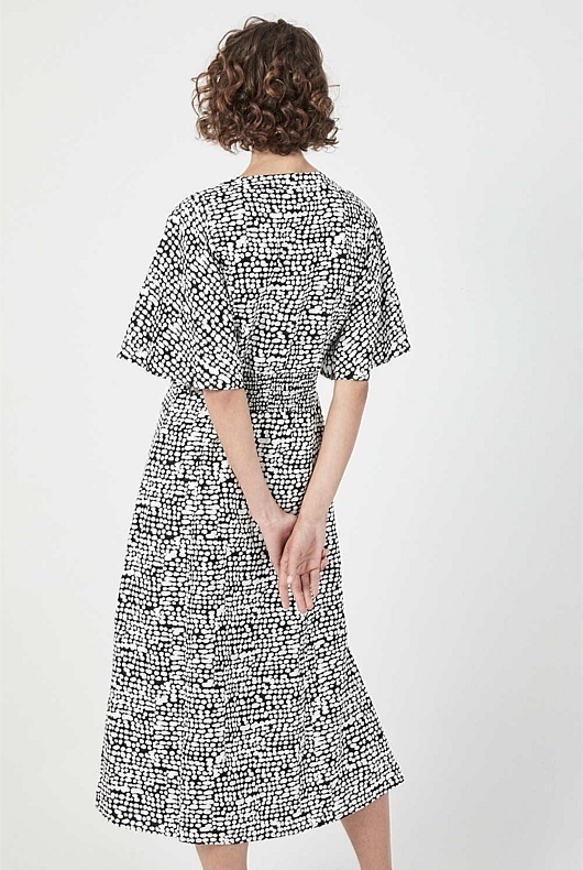 Spot Print Midi Linen Dress